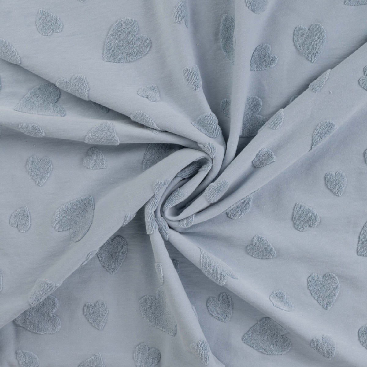 Jersey Jaquard "Herzen" rauchblau Frottee